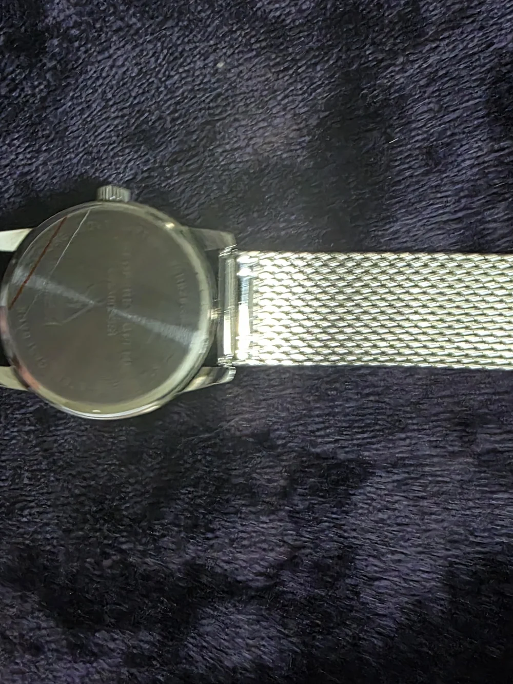 Geoffrey Beene Silver Mesh Band Chronograph Watch — Black Dial
